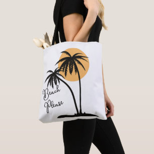 White & Black Yellow Beach Tote Bag