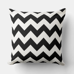 White Black Zig Zag Striped Pillow