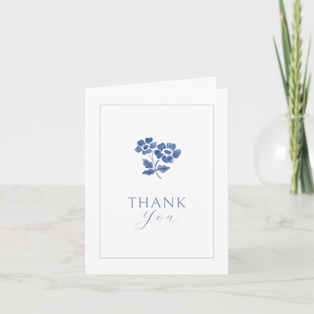 White Blank | Blue Floral Folded Thank You Wedding (Front)