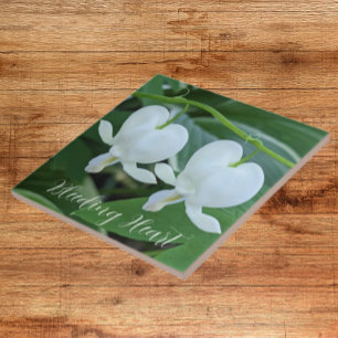 White Bleeding Heart Floral Ceramic Tile