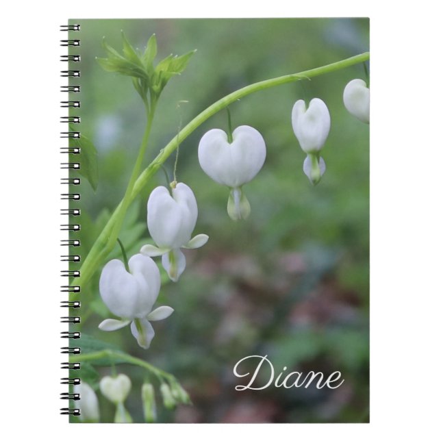 White Bleeding Hearts Floral Notebook (Front)