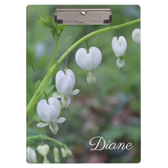 White Bleeding Hearts Floral Personalised  Clipboard (Front)