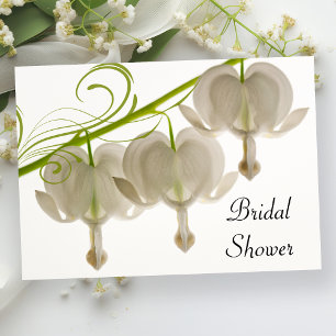 White Bleeding Hearts Flowers Bridal Shower Invitation