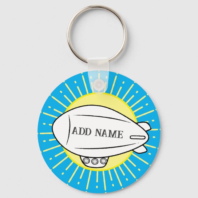 White Blimp Balloon Custom Key Ring (Front)