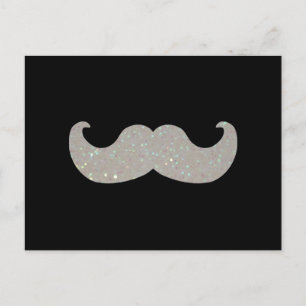 White Bling Moustache (Faux Glitter Graphic) Postcard