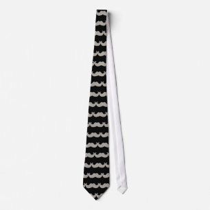White Bling Moustache (Faux Glitter Graphic) Tie