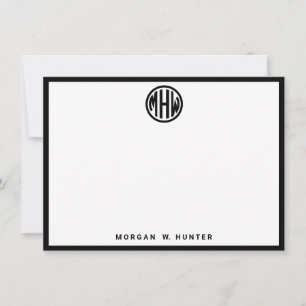 White Blk Circle Monogram Font DIY BG Thank You Card