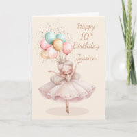 White, Blonde Ballerina 10th Birthday Card*