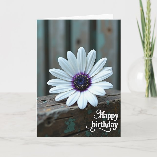 White Bloom Birthday Card (Front)
