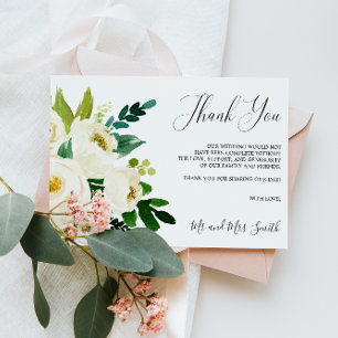 White Bloom   Rustic Floral Wedding Thank you Card
