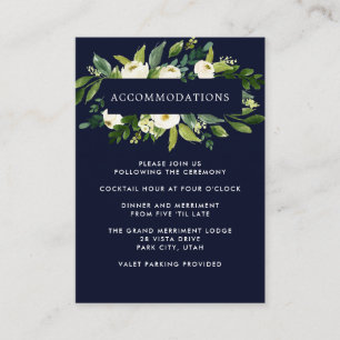 White Bloom WEDDING Hotel details Accommodation Enclosure Card