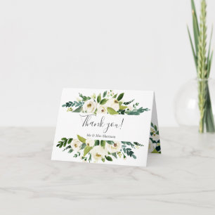 White Bloom Wedding Photo Thank You Card