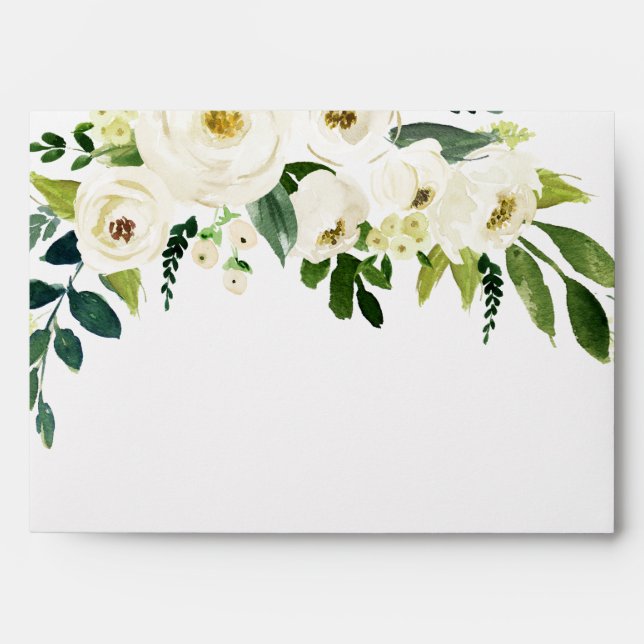 White Blooming Floral Elegant Wedding All Occasion Envelope (Front)