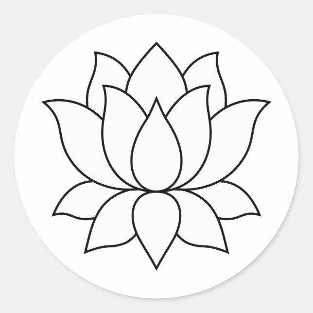 White Blooming Lotus Flower symbol Classic Round Sticker (Front)