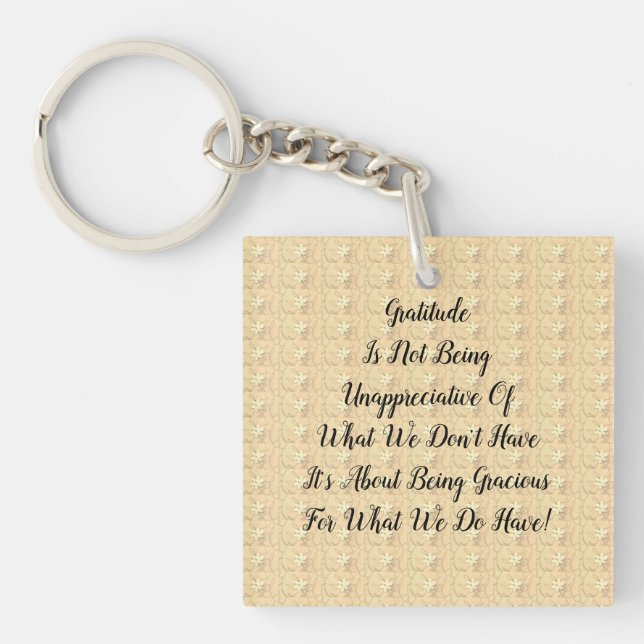White Blossom Abstract Gratitude  Key Ring (Front)