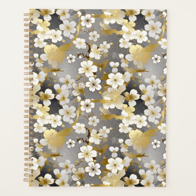 White Blossom Chiyogami Planner (Front)