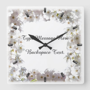 White Blossom Clock Cherry Blossoms Wall Clocks