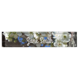 White Blossom Clusters Spring Flowering Pear Tree Nameplate