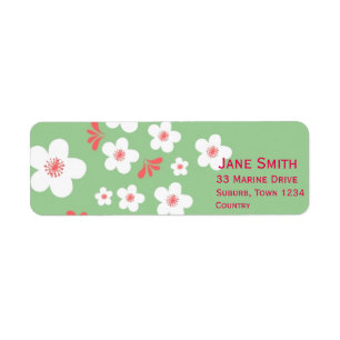White blossom cute vintage floral return address label