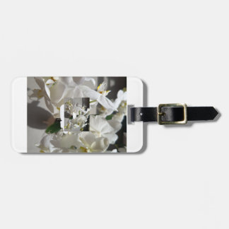 White Blossom Floral Luggage Tag
