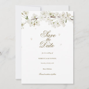 White Blossom Floral Save the Date