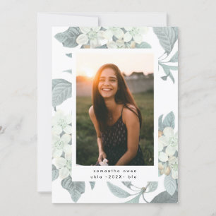 White Blossom Flower Photo University Grad Announcement