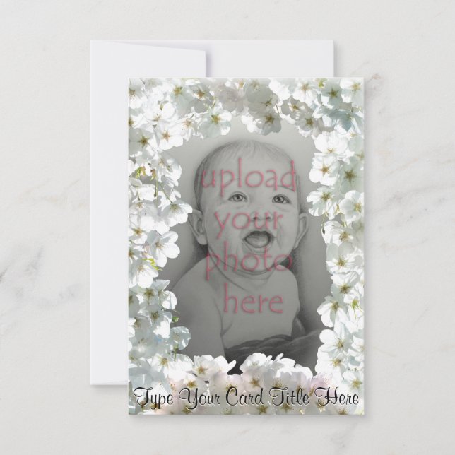 White Blossom Invitations Personalised RSVP Cards (Front)