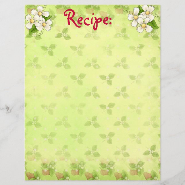 White Blossom Recipe Paper (Front)
