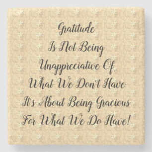 White Blossoms Abstract Gratitude  Stone Coaster
