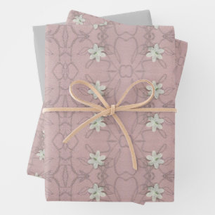 White Blossoms Abstract Wrapping Paper Sheet