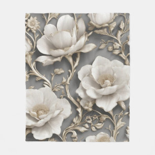 White Blossoms Fleece Blanket
