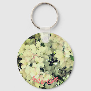 White Blossoms Flower Personalised Key Ring