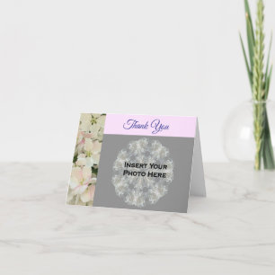 White Blossoms Flower Wedding Photo  Thank You Card
