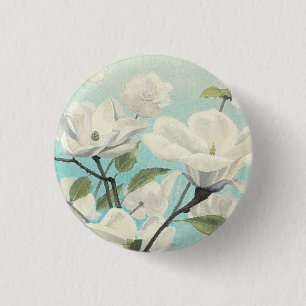 White Blossoms from the South 3 Cm Round Badge