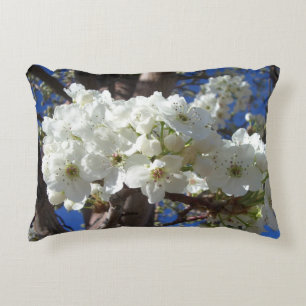 White Blossoms II Spring Flowering Tree Decorative Cushion