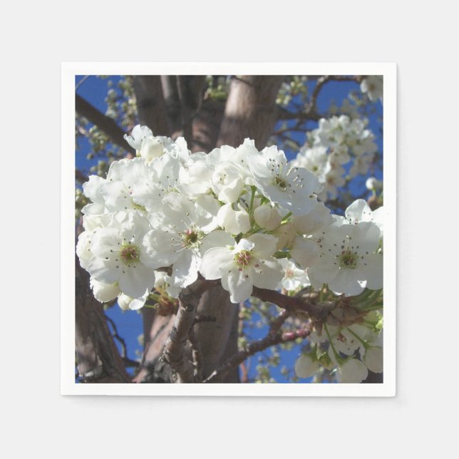 White Blossoms II Spring Flowering Tree Napkin (Front)