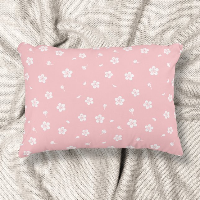 White Blossoms on Baby Pink Pattern Decorative Cushion (Creator Uploaded)