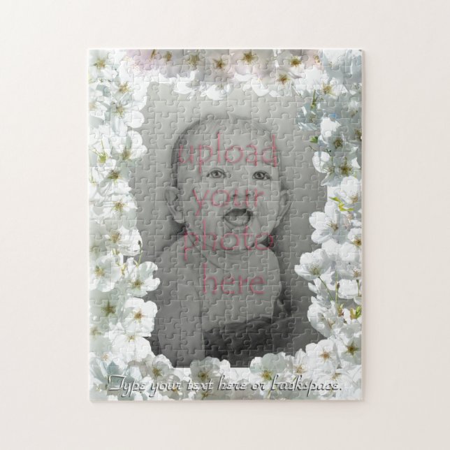 White Blossoms Puzzle Personalised Photo Puzzle (Vertical)