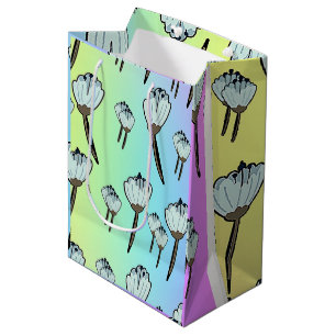White Blossoms Rainbow  Medium Gift Bag