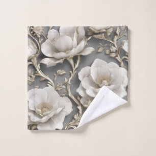 White Blossoms Wash Cloth