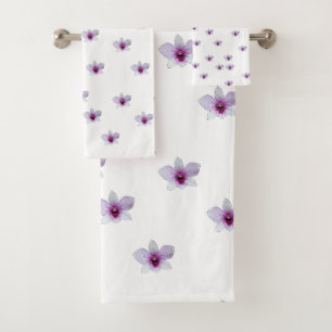 White Blossoms White  Bath Towel Set