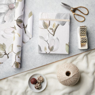 White Blossoms Wrapping Paper
