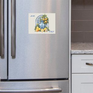 White Blue Amalfi Ceramic Lemons Italy Magnetic