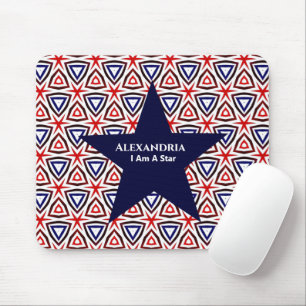 White Blue American Patriotic Modern Pattern Mouse Pad
