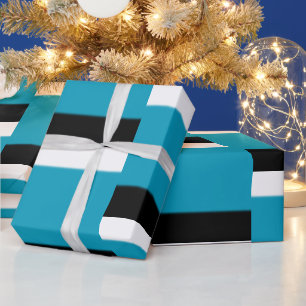 White, Blue and Black Ombre Wrapping Paper