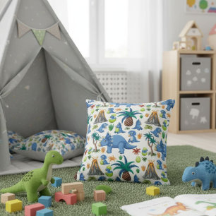 White, Blue, and Green Dinosaur Pillow