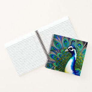White blue and Green Piebald Peacock  Notebook