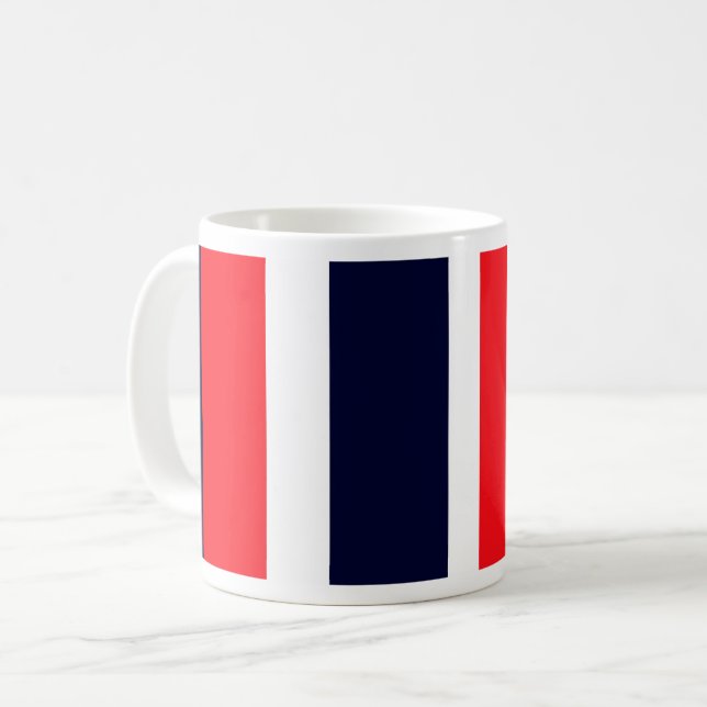 White, Blue And Red Stripes Coffee Mug (Front Left)