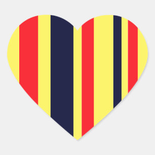 White, Blue And Red Stripes Heart Sticker