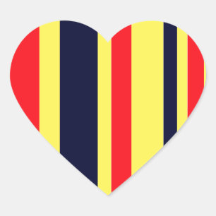 White, Blue And Red Stripes Heart Sticker